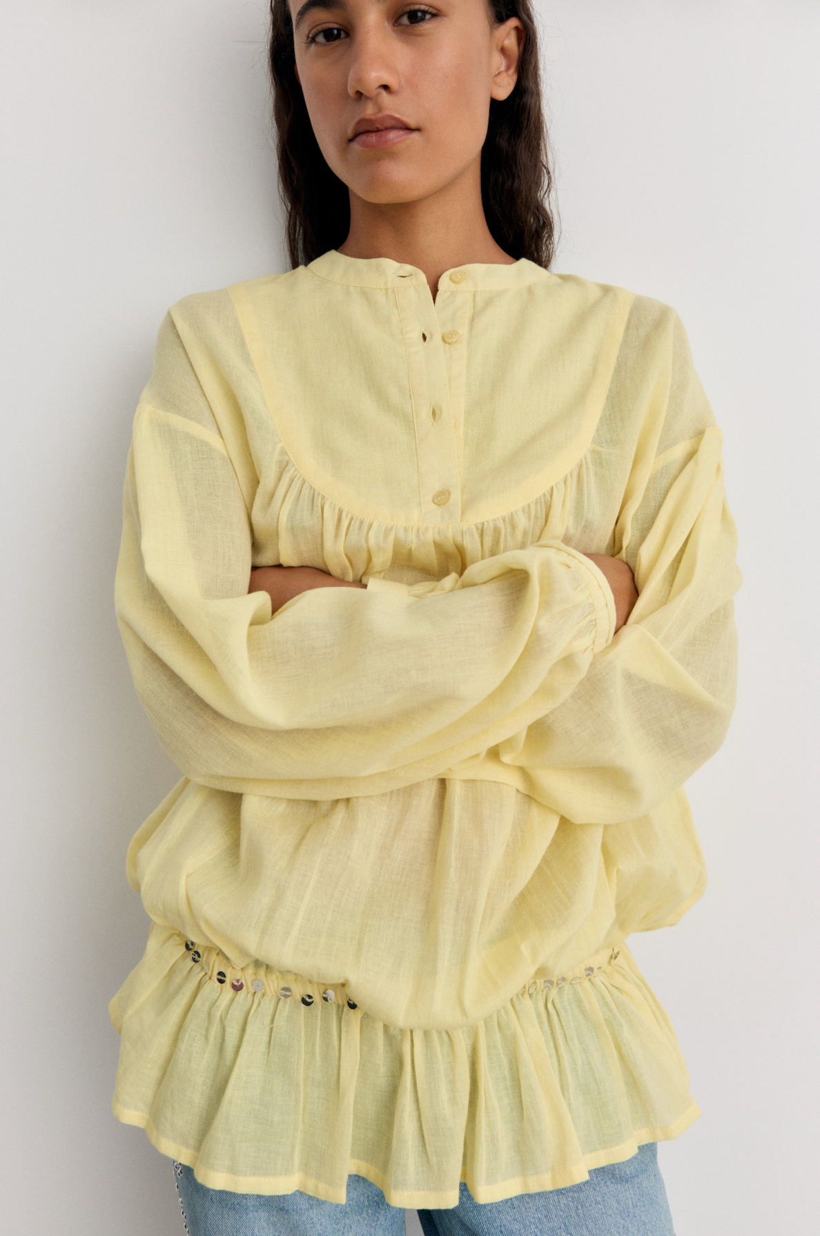 Puff Mini Dress/Shirt Yellow