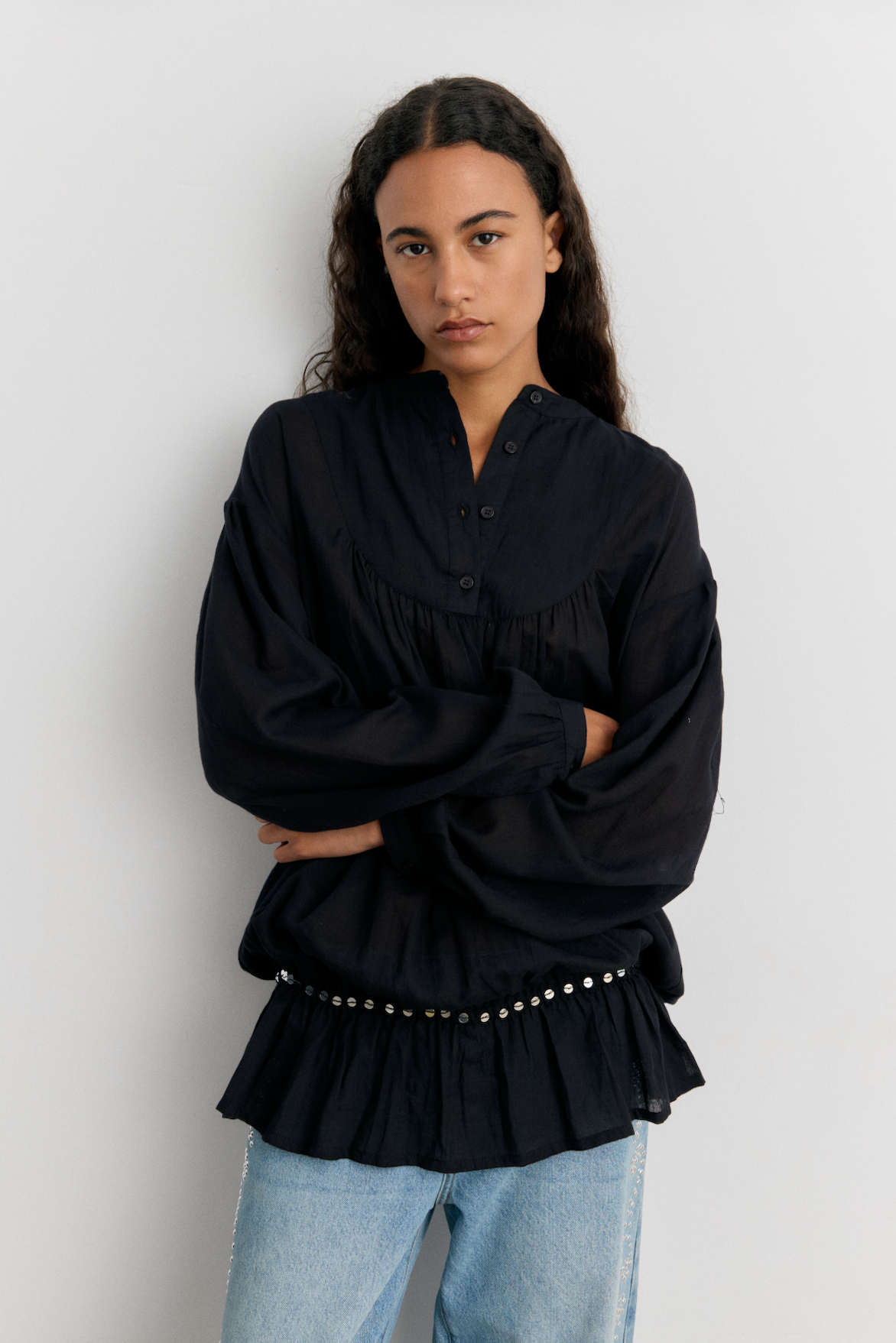 Puff Mini Dress/Shirt Black