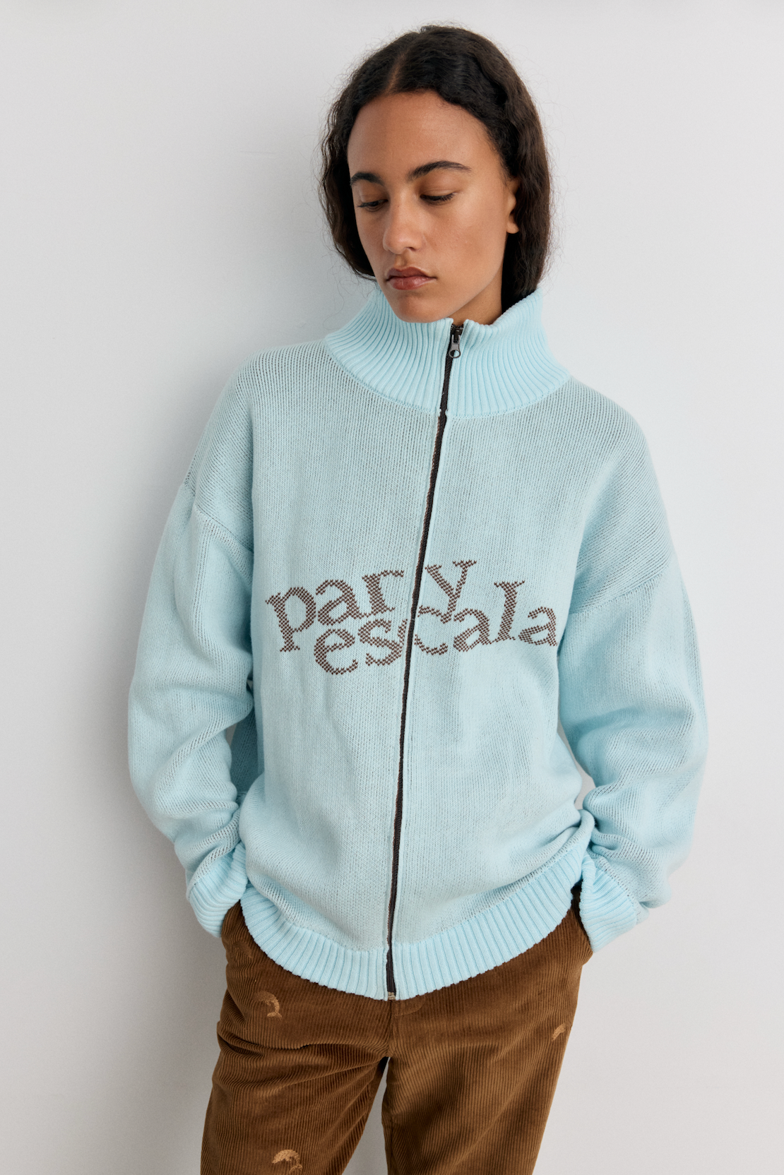 Zipper Cardigan Blue