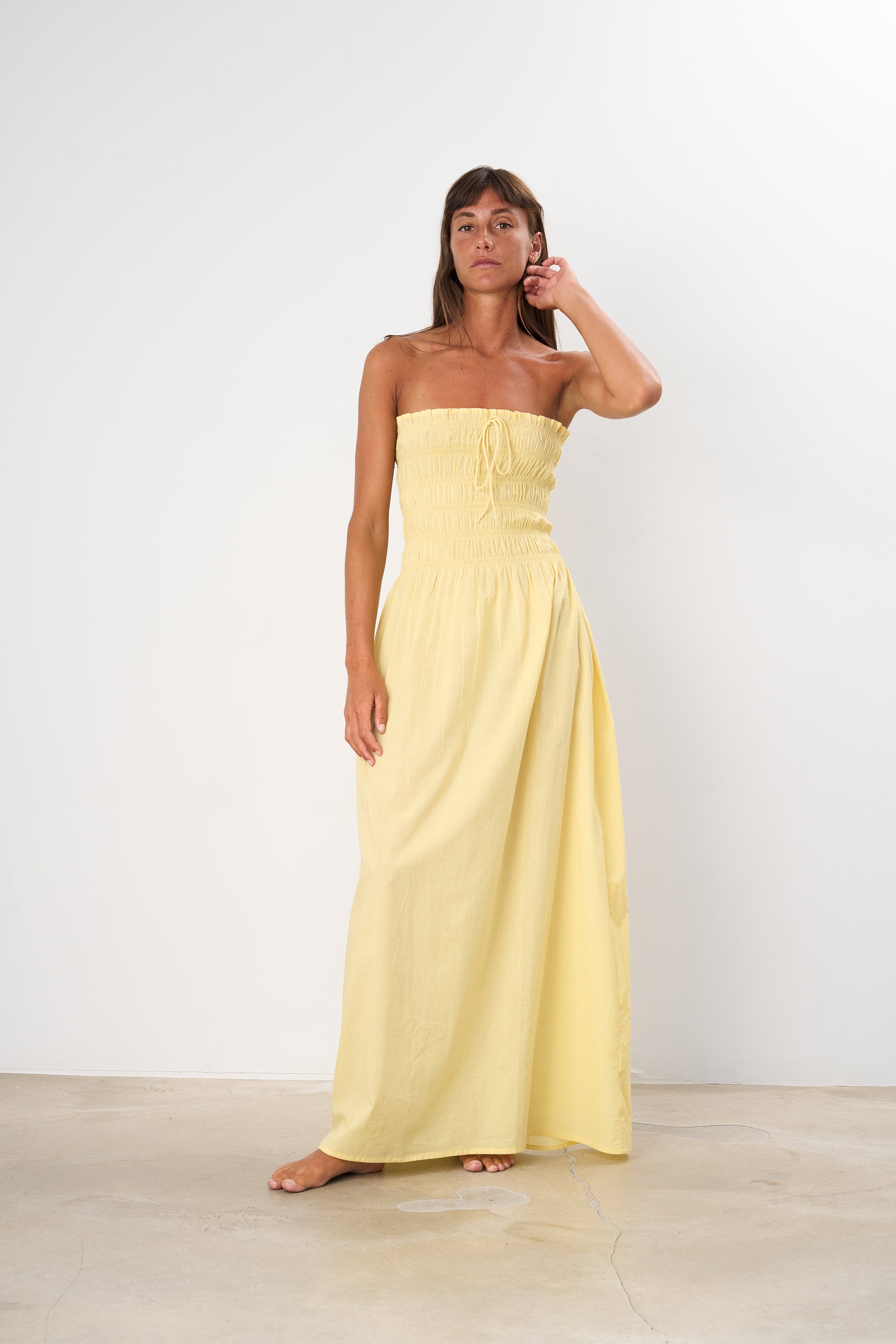 Par Strapless Dress Yellow
