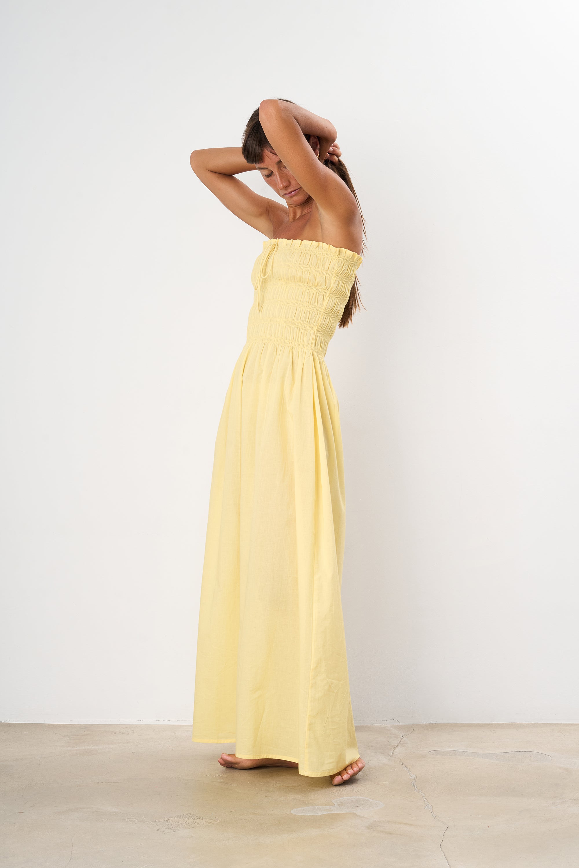 Par Strapless Dress Yellow