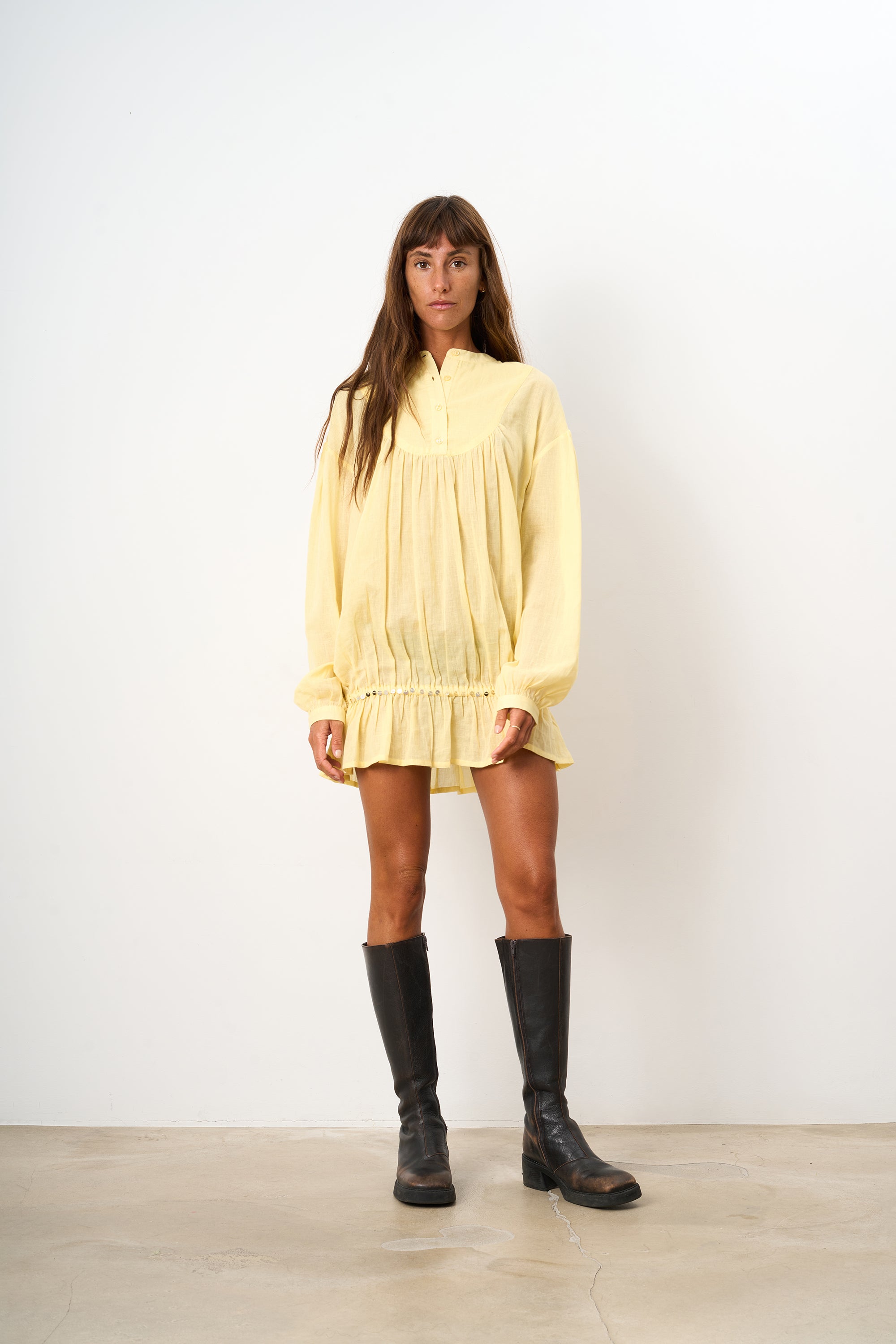 Puff Mini Dress/Shirt Yellow