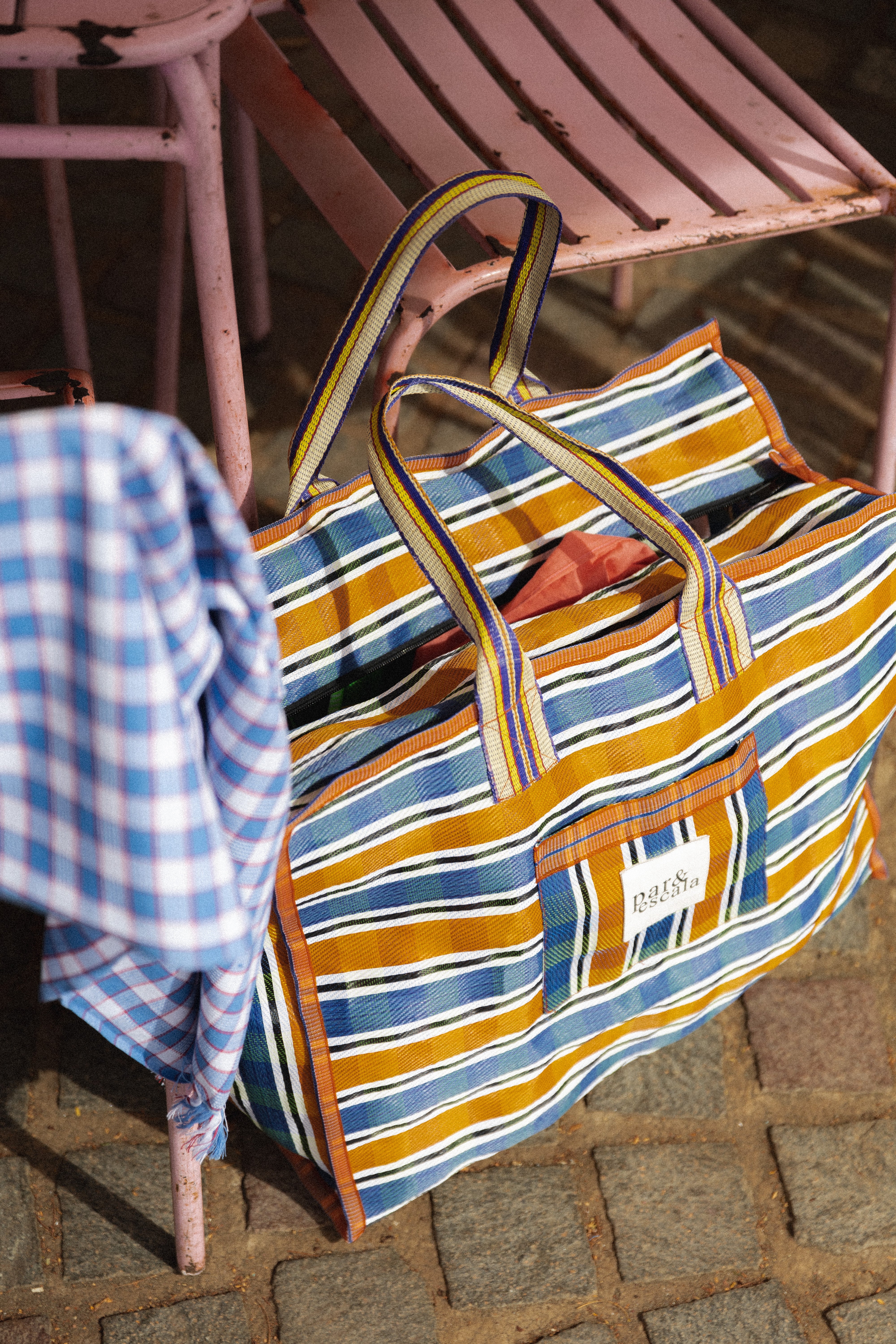 MARKET BAG ORANGE STRIPES