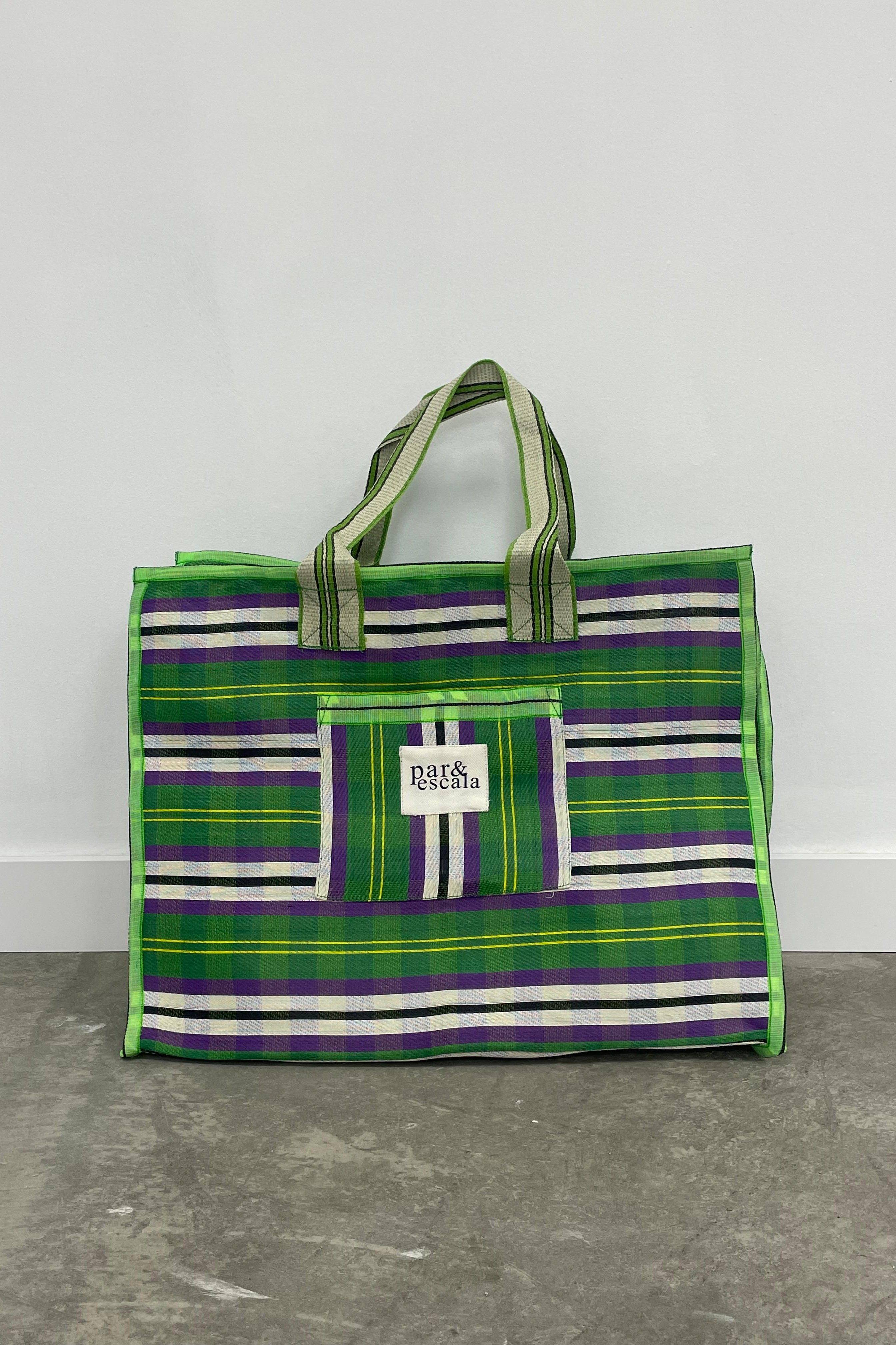 MARKET BAG GREEN STRIPES