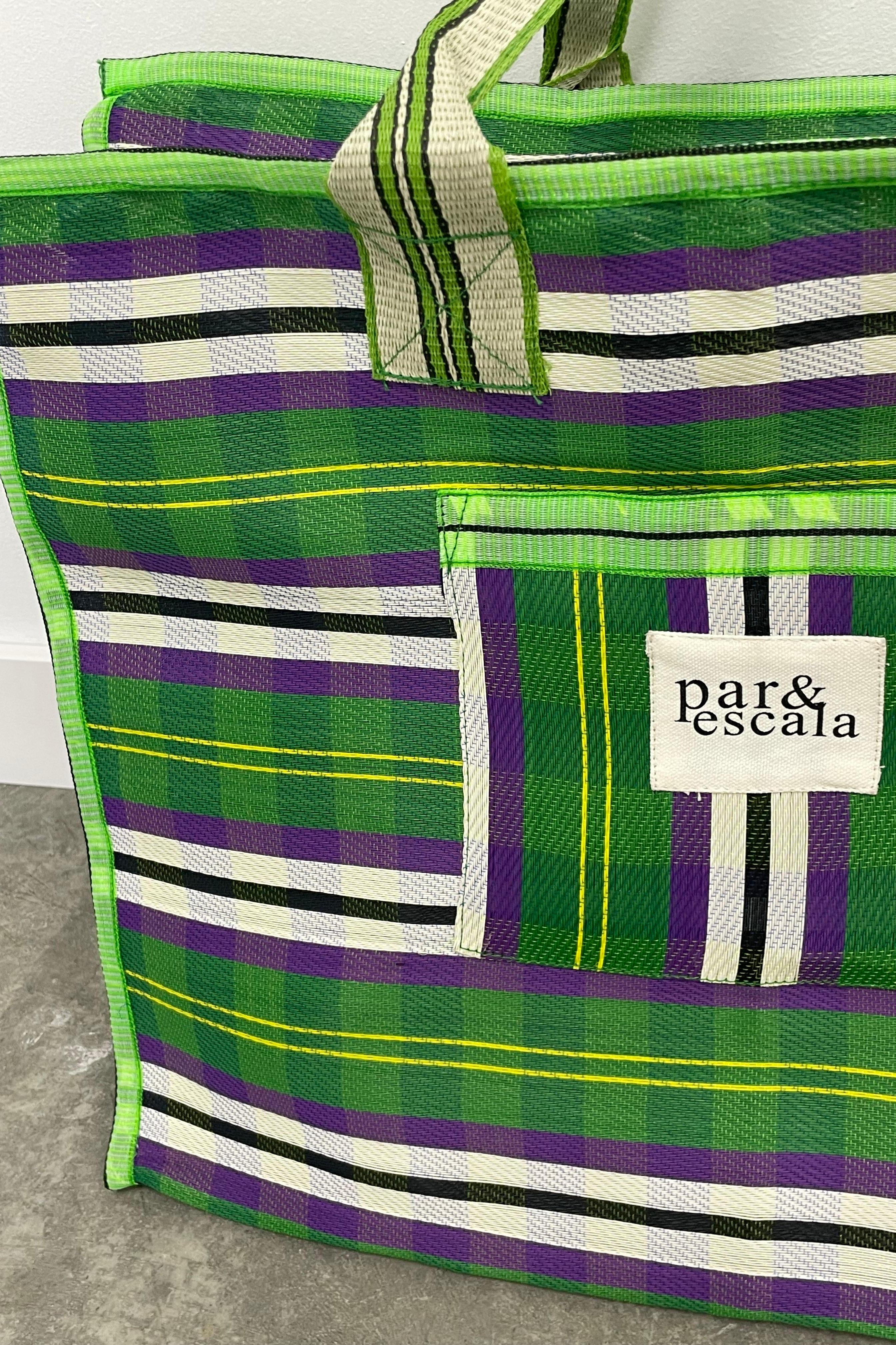 MARKET BAG GREEN STRIPES